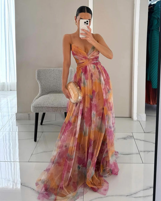 Women's Floral Print Maxi Party Dress | Bellevyn