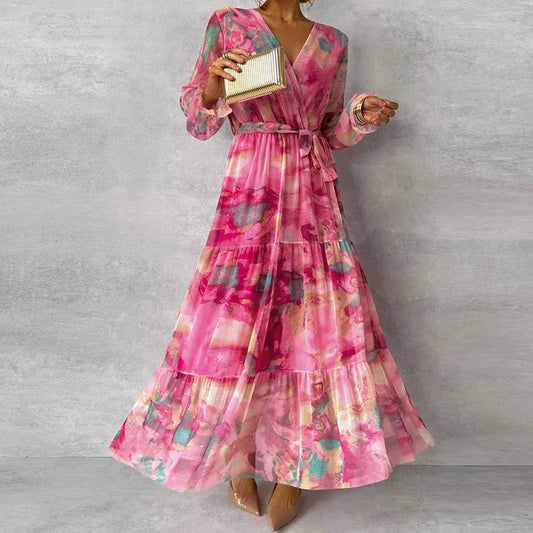 Elegant Floral Handmade Vacation Dress for Women | Bellevyn